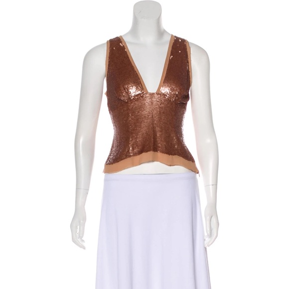 Amanda Wakeley Sleeveless Embellished Sequin Top - Size 8 - Picture 1 of 14